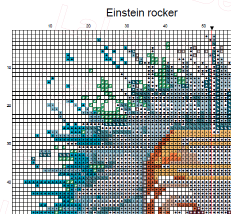 Ejemplo patrón punto de cruz Einstein rockero