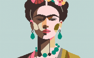 Patrón de punto cruz en PDF de Frida Kahlo de estilo abstracto