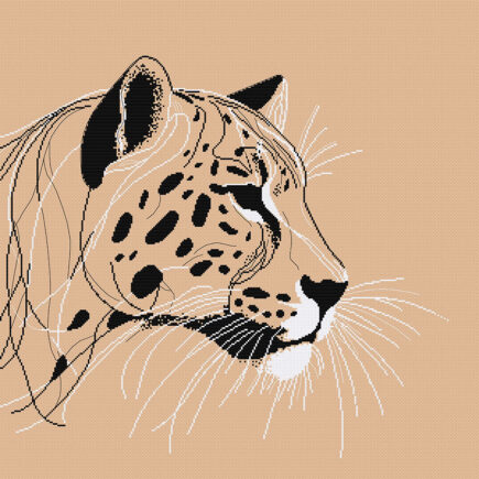 Patrón punto cruz leopardo estilo abstracto descargable PDF