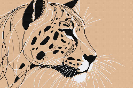 Patrón punto cruz leopardo estilo abstracto descargable PDF